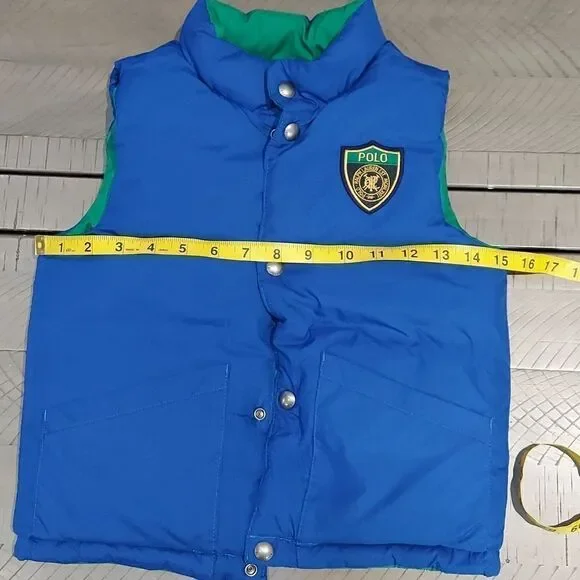 Polo Ralph Lauren Blue Green Reversible Puffer Vest Sz 4/4T - Picture 5 of 11